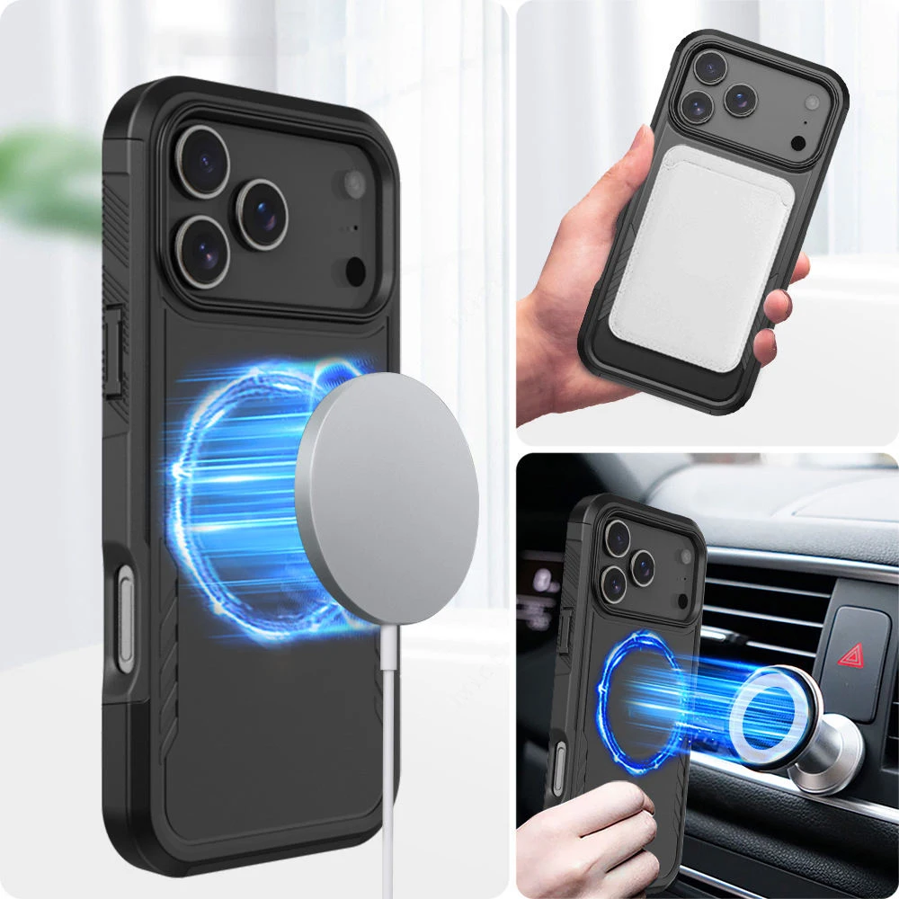 product laudtec tpu pc material shockproof mobile phone case strong magnetic custom logo oem for iphone air 17 15 pro max 17e sjk1117-5