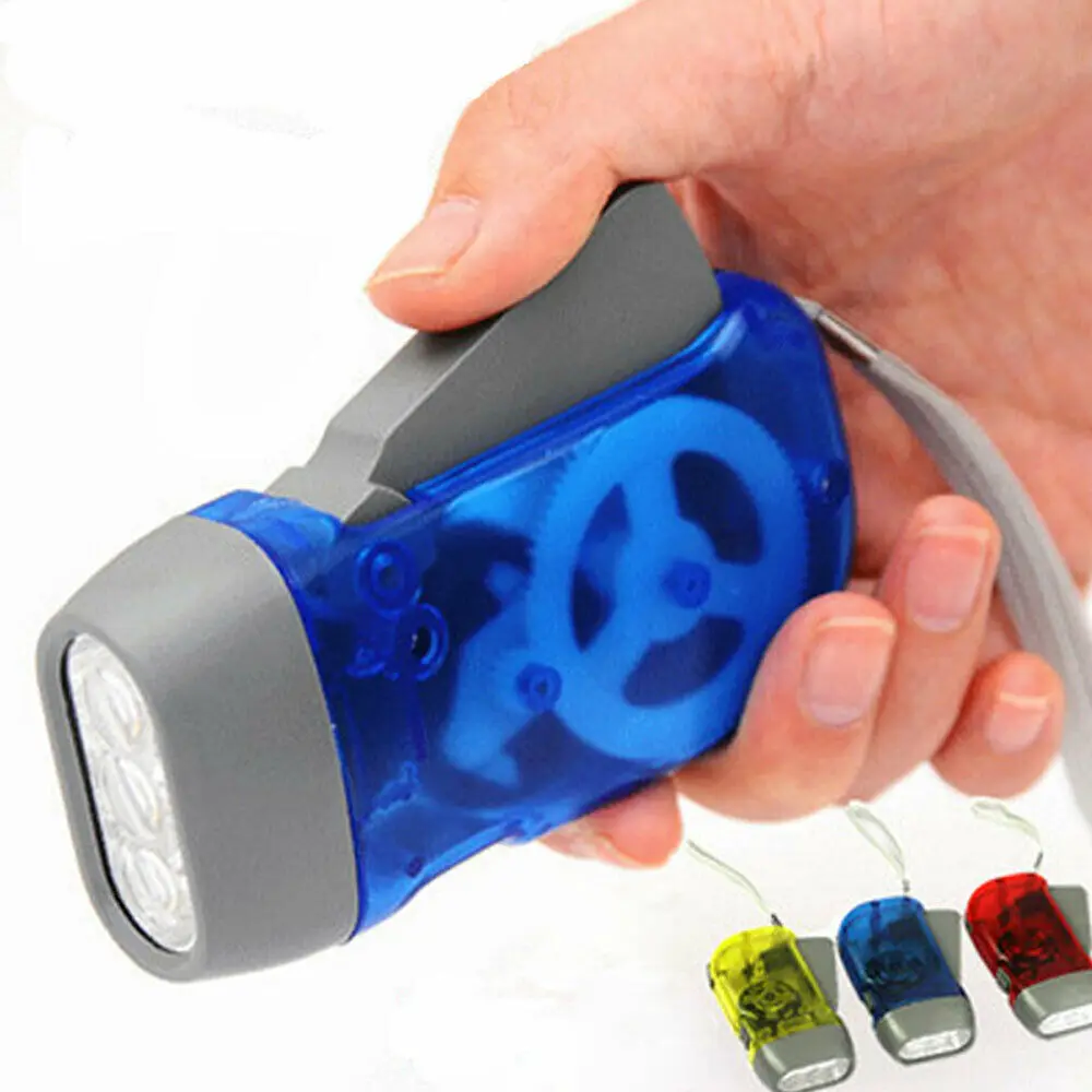 3 x Portable Wind up Hand Pressing Crank Emergency Camping LED Flashlight Torch