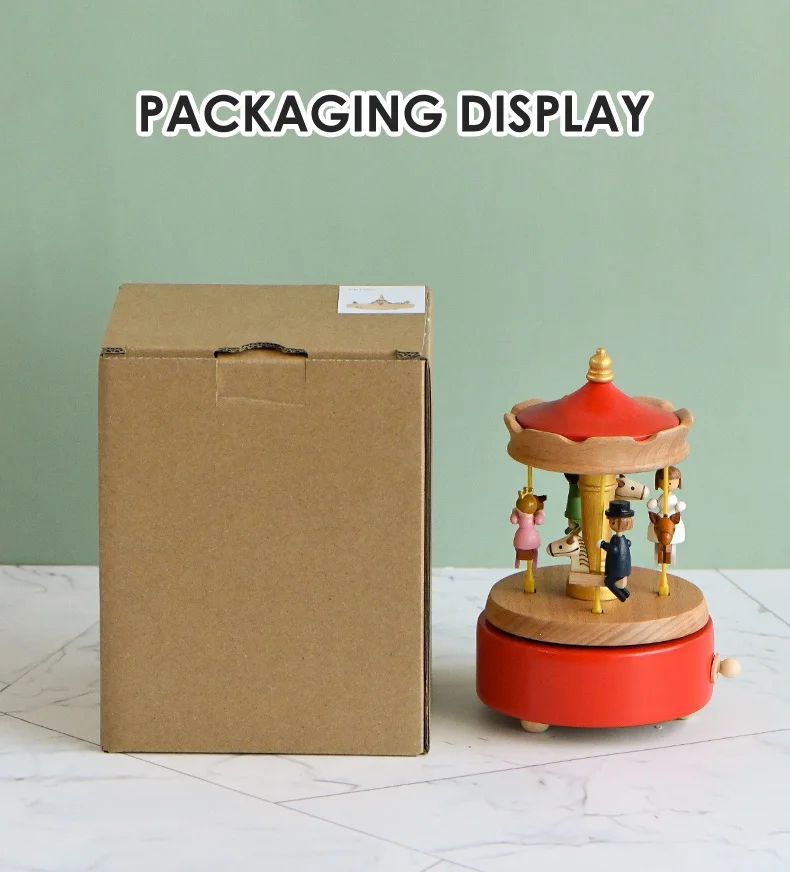Creative Popular Fun Lovely Toy Movable Wooden Customized Carousel