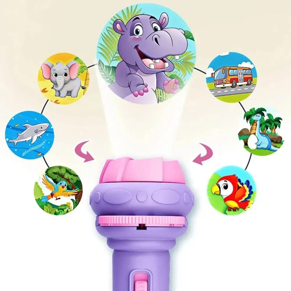 Cartoon Projection Flashlight 24 Patterns Creative Children Flashlight Toy Projector Baby Toys Bedtime Story Book Toy