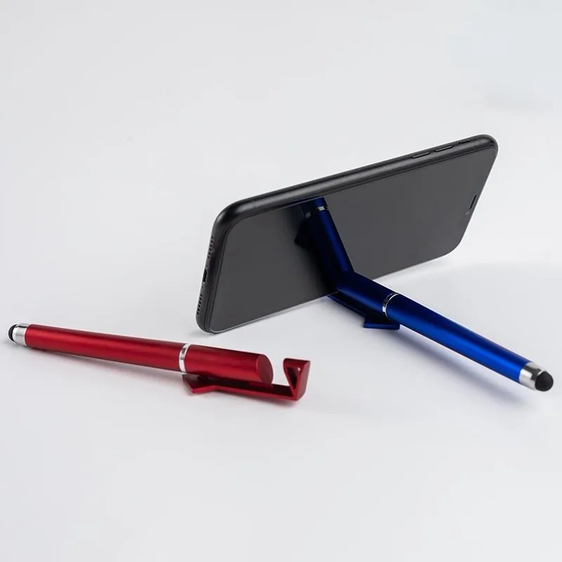 Wholesale Plastic Multi Functional Neutral Pen Touchscreen Phone Stand Ballpoint Pen Customized QR Code Logo Promotional