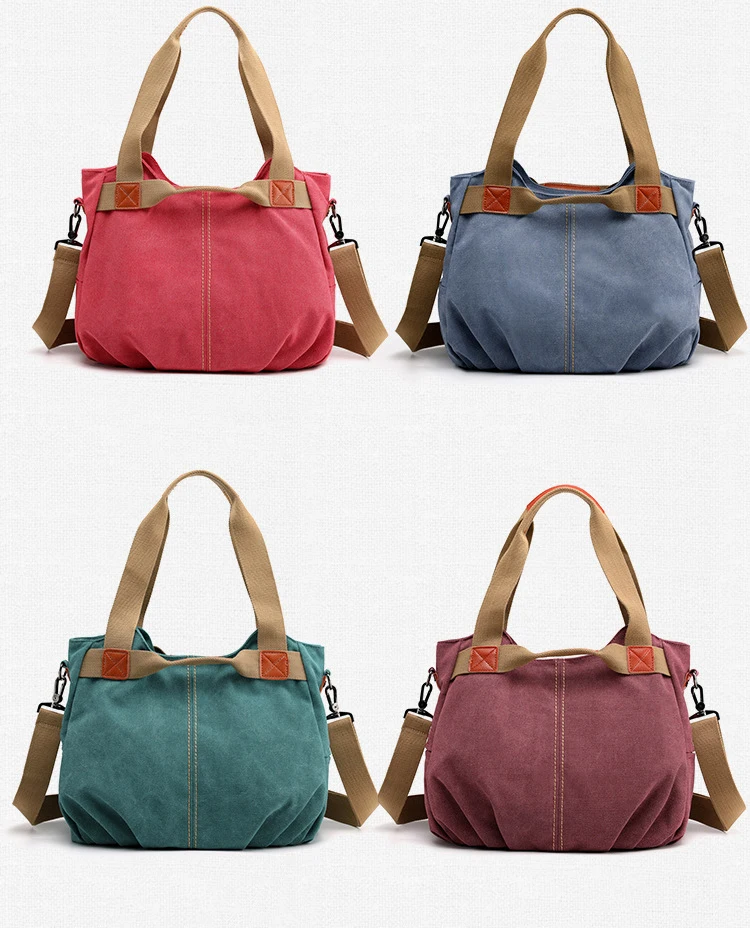 2024 Custom Retro Fashion Large Capacity Women's Simple Canvas Handbag ...