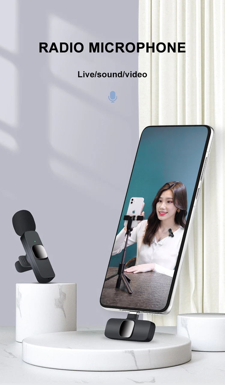 New Product 2023 Portable Mini Wireless Lavalier Microphones Podcast Microphone Mic For Phone