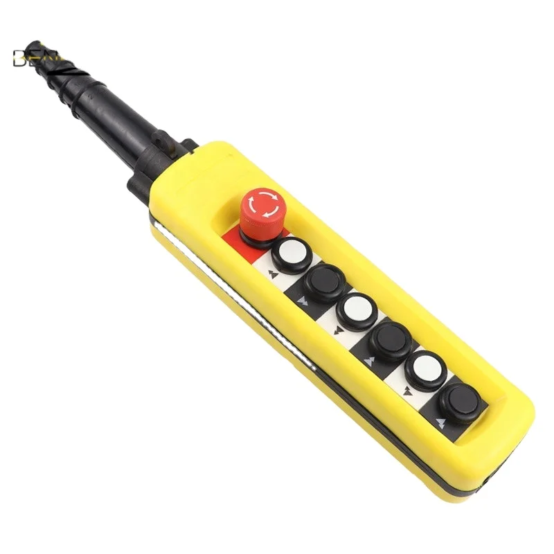 Double Speed Hoist Crane Pendant Control Stations 6 Push Buttons Switch Emergency Stop Circuits Double Insulated Made Plastic