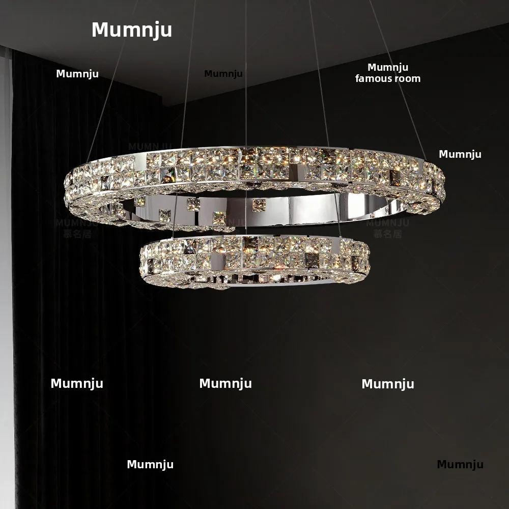 Mumingju for Modern Simple Light Luxury Crystal Fishing Line LED Chandelier 3-Year Warranty for Living Room Bedroom Dining