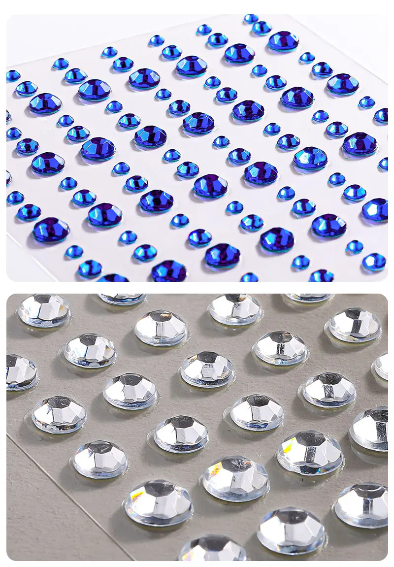 New Trends Bling Shiny Press-On Gems Rhinestone Sticker Face Jewels for Gala Makeup Made of Resin with Jelly Back factory