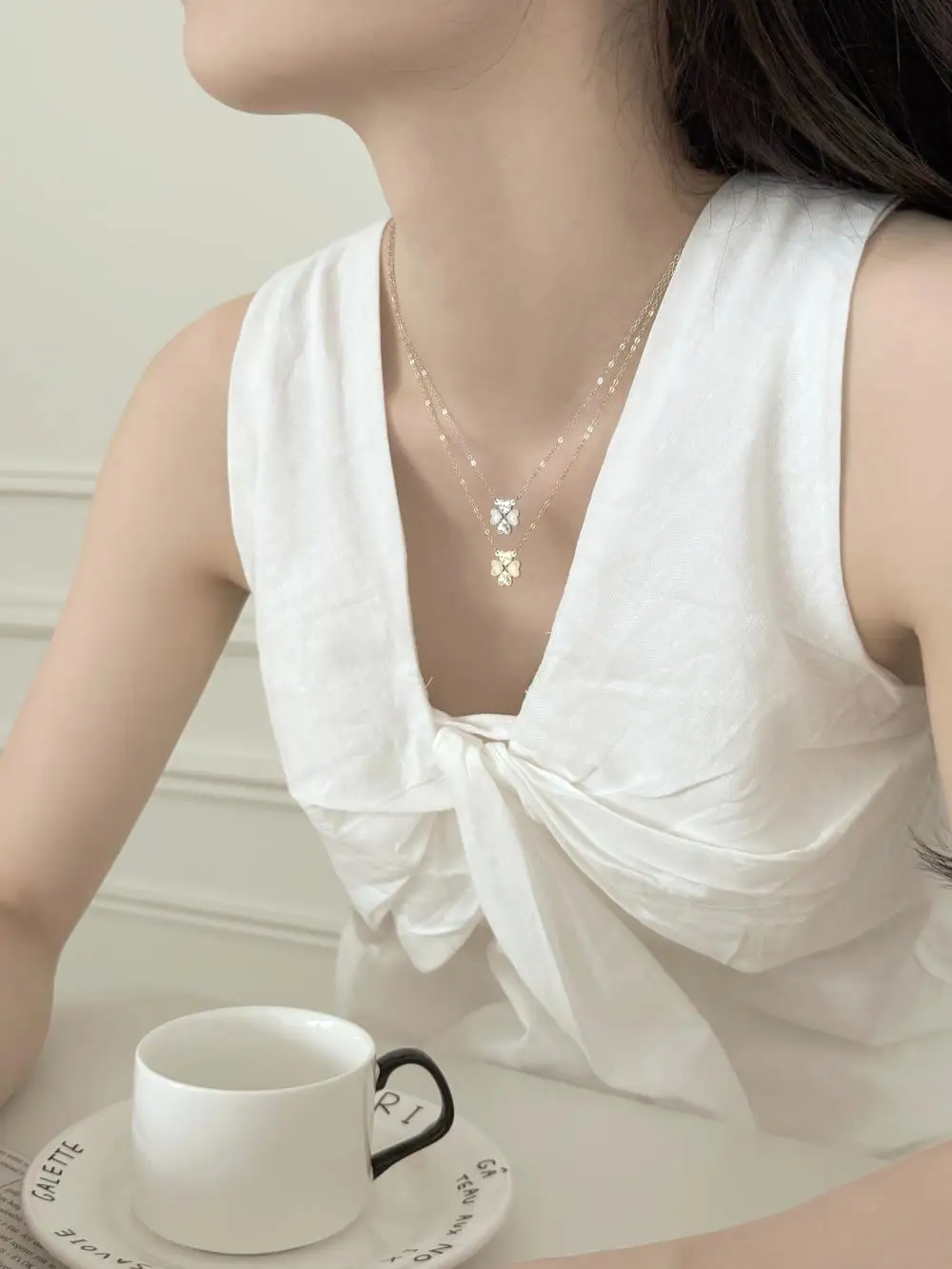 KAKODIY 14K Gold Plated 925 Sterling Silver Fine Jewelry Four Hearts Clover Pendant Necklace detail 5