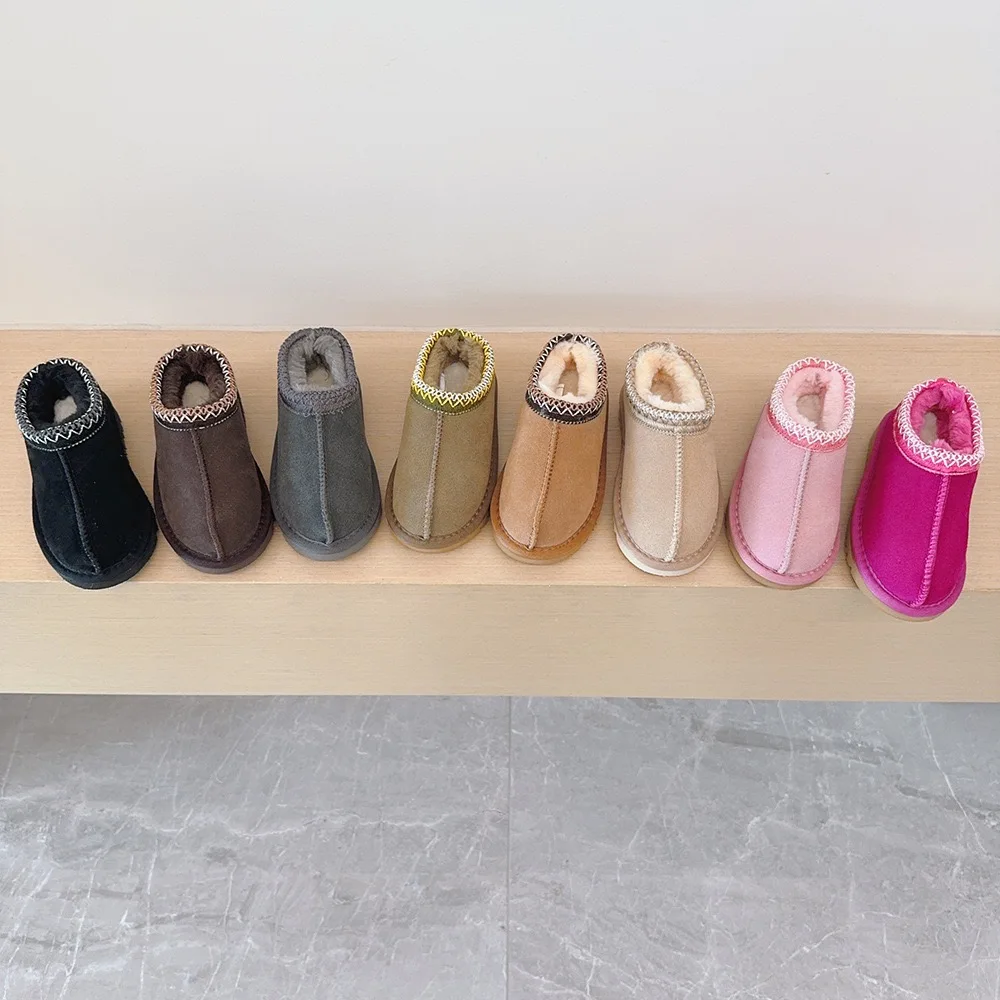 Cross-border Cowhide National Wind Children's Short Snow Boots 2025 Winter New Thickened Slip-on for Boys and Girls