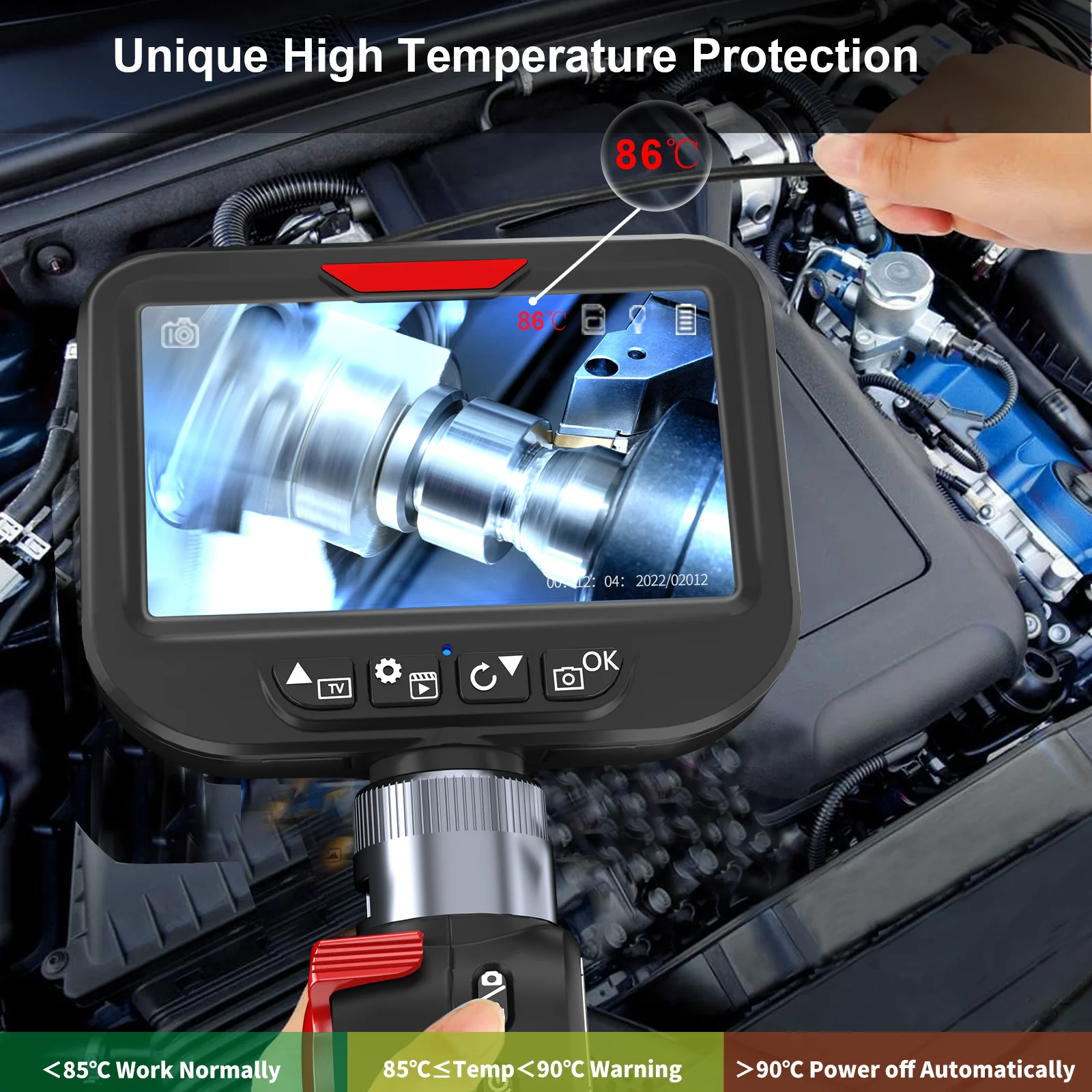 Mechanic Camera Tool Automotive Endoscope 8.5mm 2 Way Articulating 360
