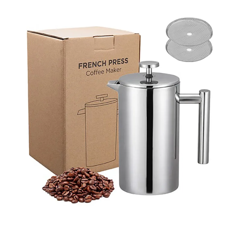 Factory Wholesales Double Wall Coffee Maker Stainless Steel French Coffee Press Stainless Steel 1000ml for Home Kitchen