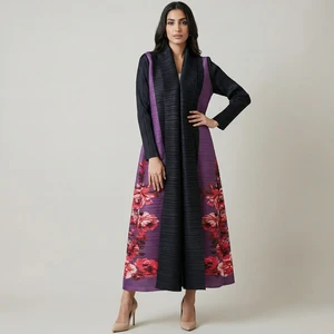 Plus Size Women's Clothing Wholesale Miyake Pleated Abaya Design Stretchy Casual Abaya Elegant Abaya for Women