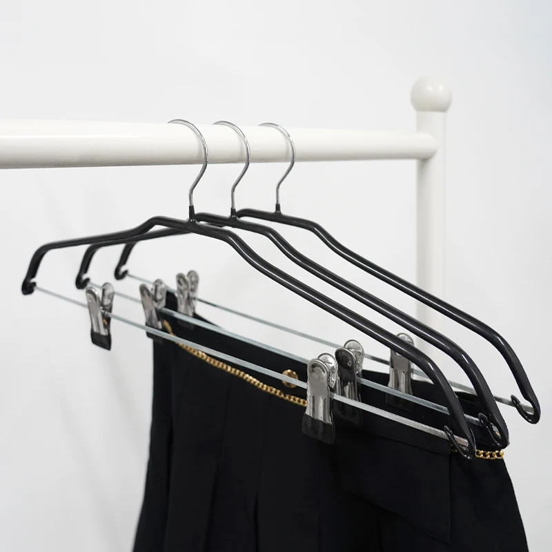Wholesale Black Clothes Hangers Suit Hanger Non Slip Pvc Metal Clothes