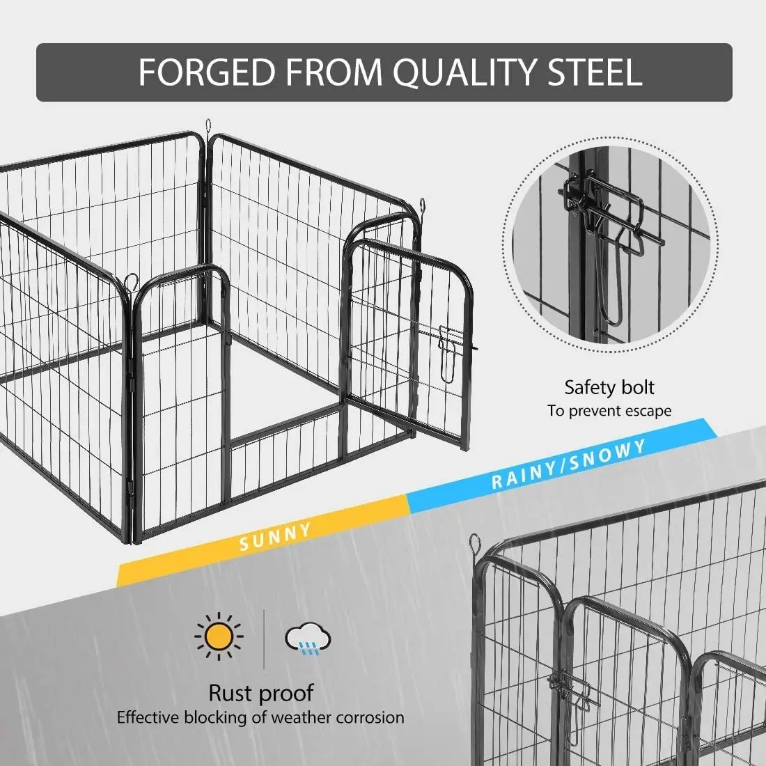 Heavy duty metal dog fence doghouse outdoor play pen for dogs