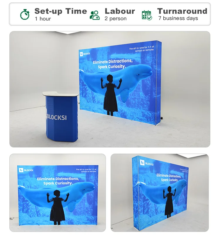 8x8 Backlit Backdrop Booth Tension Fabric Trade Show Booth Display Led