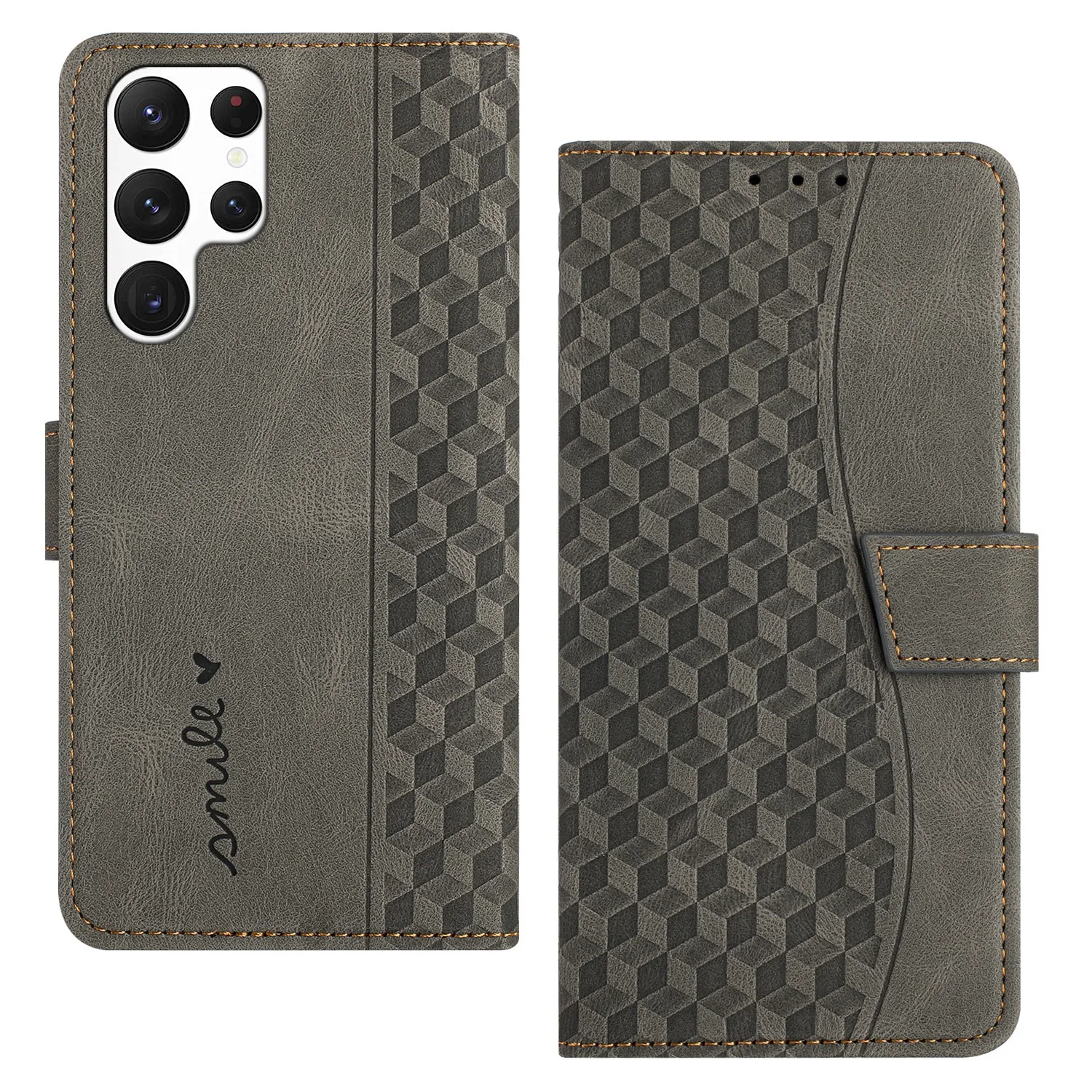 Dual SIM Card Business Minimalist Premium Design Leather Flip Case Diamond Pattern For Samsung Galaxy S24 S21 Plus Ultra factory