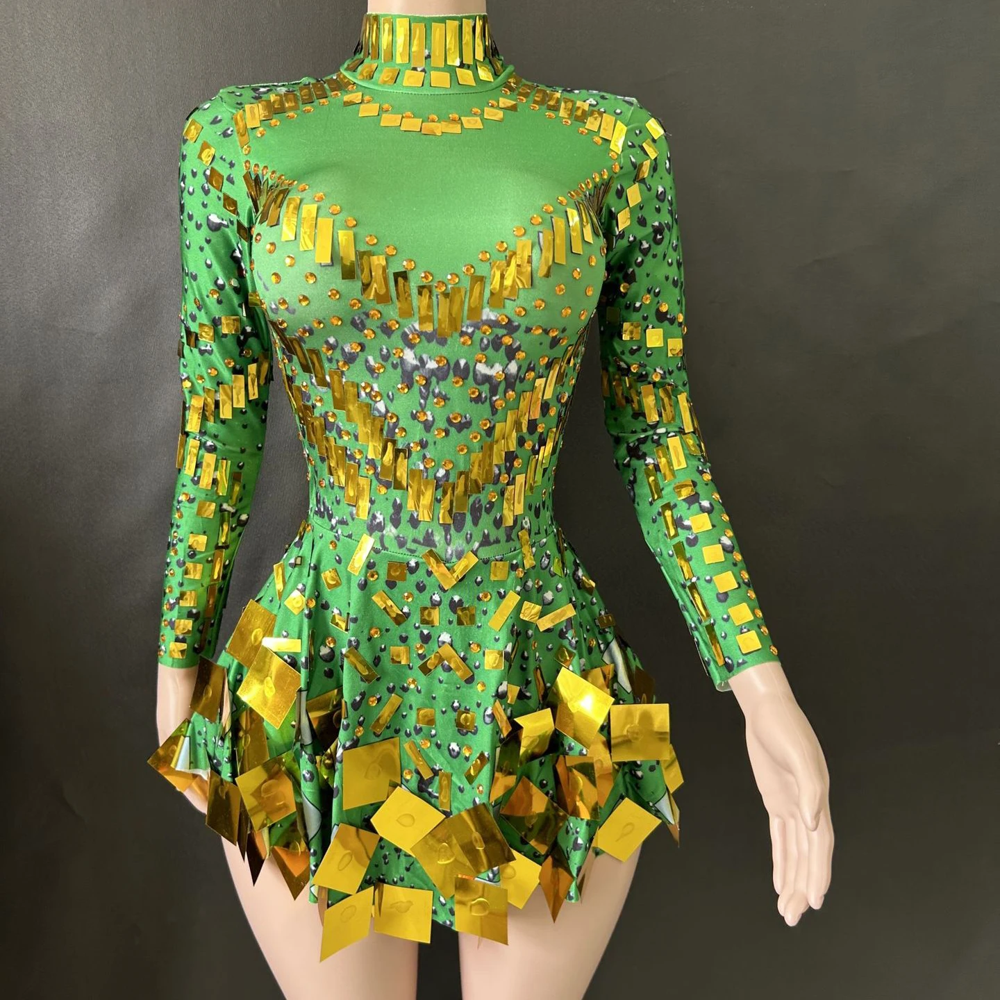 hot fancy dance dress designs Diva's Asymmetric Sexy Side Cutout Teardrop Sequin Latin Dance Dress