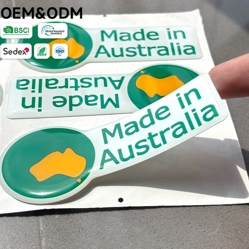 Custom Made in Australia Epoxy Dome Stickers  Decals for Resin Art  Australian Branding