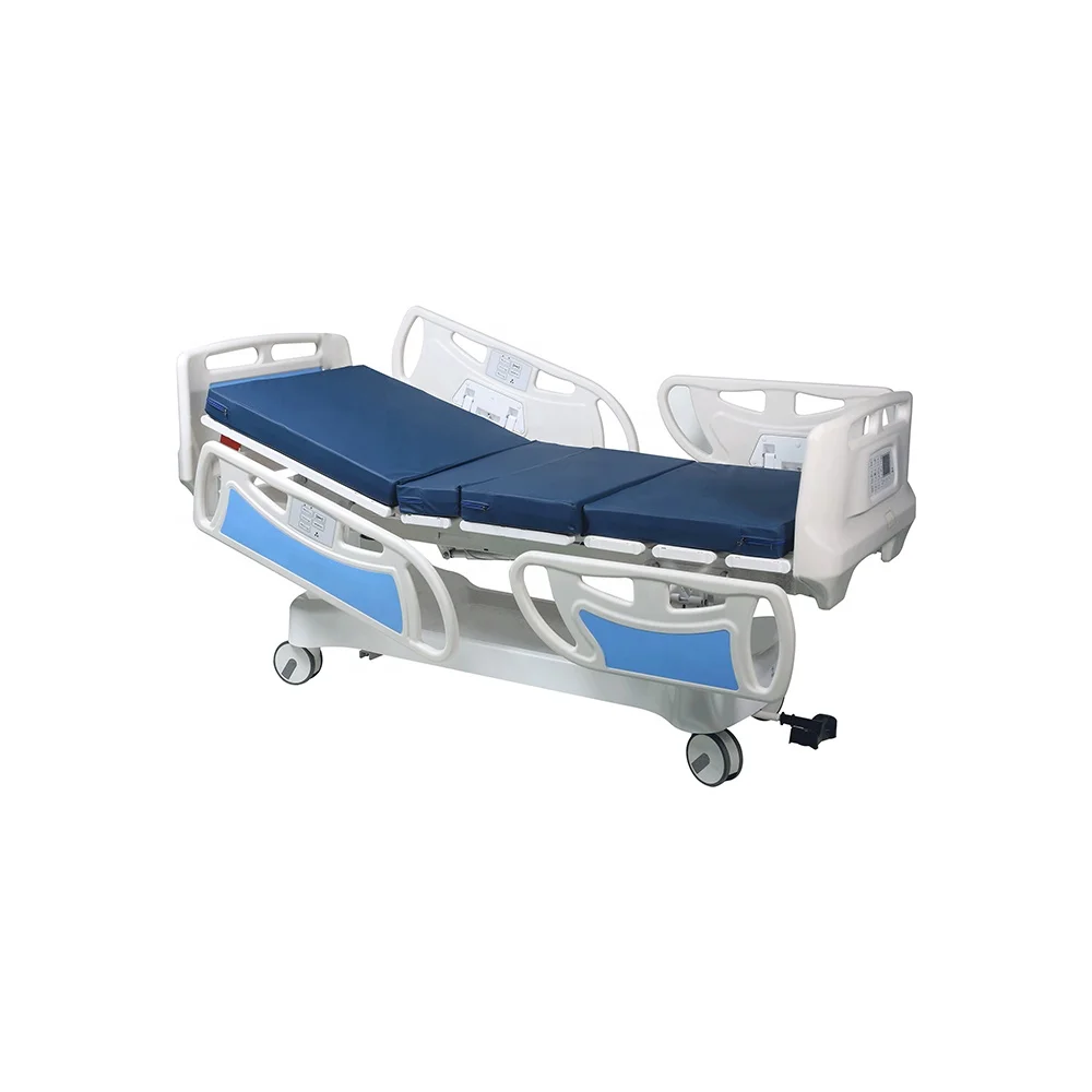 Adjustable Modern Foldable Metal Hospital Medical Bed with 4 Motors Infusion & PP Guardrails for ICU Gym School & Hotel Use 6