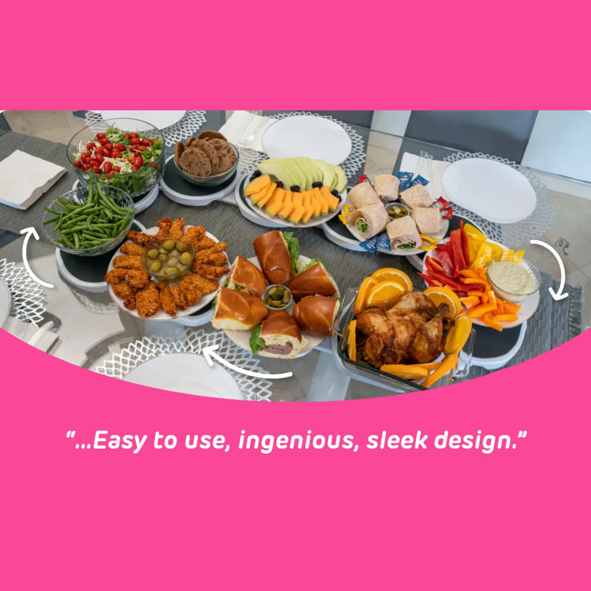 Lazy Susan Revolution the First Patented Lazy Susan Turntable Expandable for Rectangular & Oblong Tables - Kitchen Dining Tables