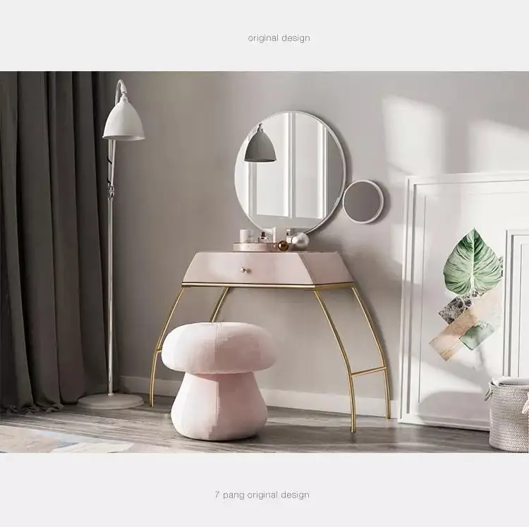 Bedroom furniture household modern dressing table set minimalist European style makeup table wrought iron frame dresser