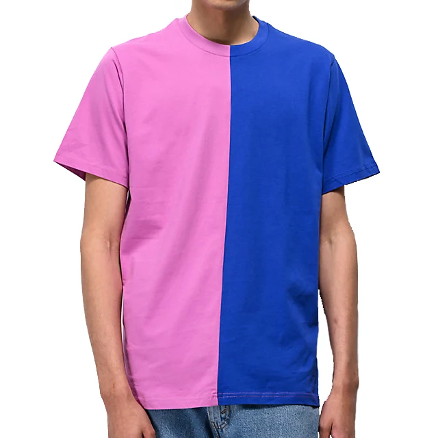 Source Two Color Block Two-tone Braid T Shirt Split Colored Cut And Sew T- shirt on m.