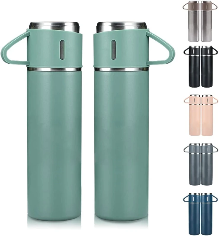 Vacuum Flask Set 3 Cups Insulated Water Bottle Travel Coffee Mug Stainless Steel Vacuum Flask Coffee Cups Water Flask  Drinks