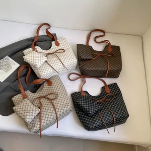 2-pieces Set Simple Luxury Pu Leather Handbag for Women New Designer Top-handle Purse 2026 Tote Bag