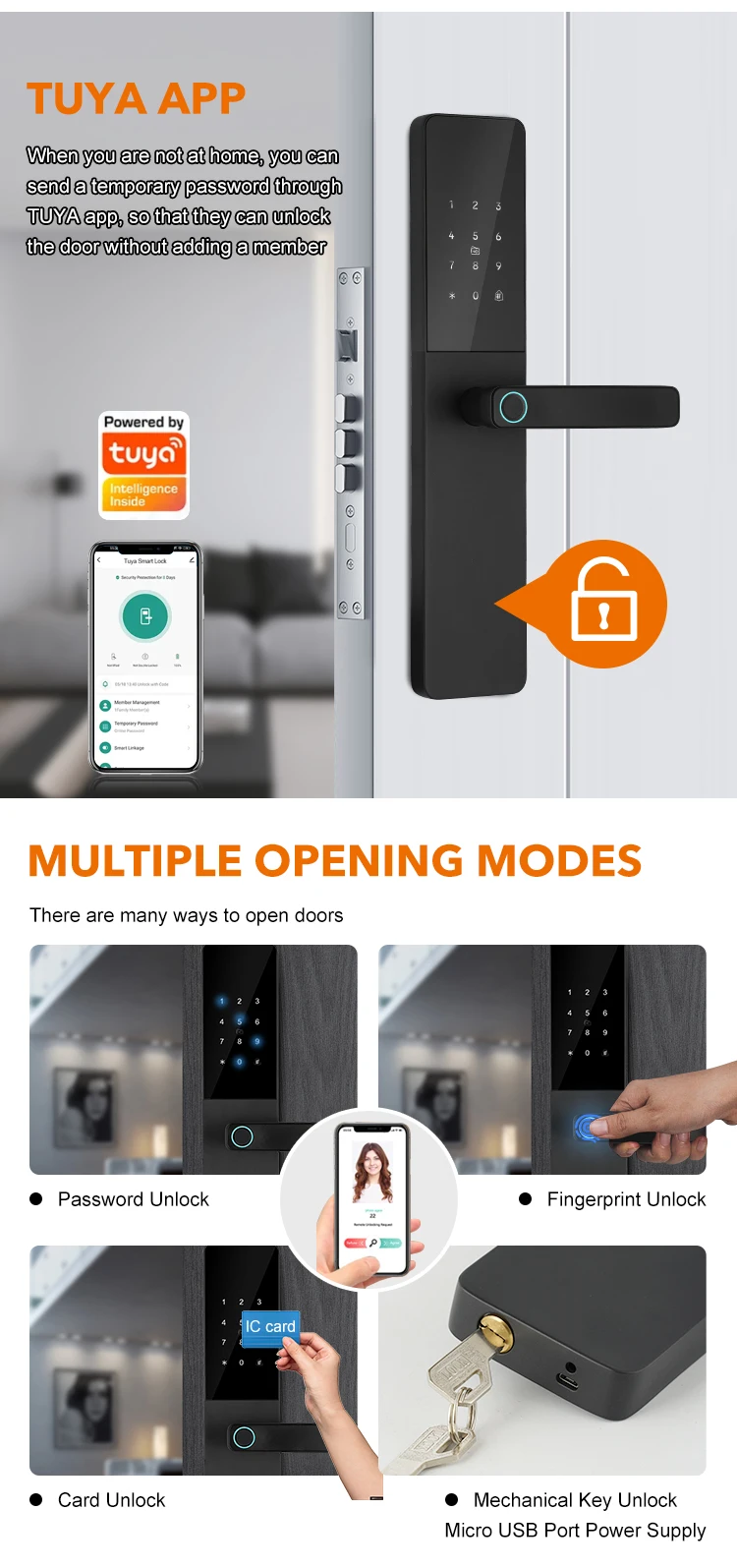 Ttlock 6v Wifi Biometric Smart Door Lock - Wireless Smart Lock Oem
