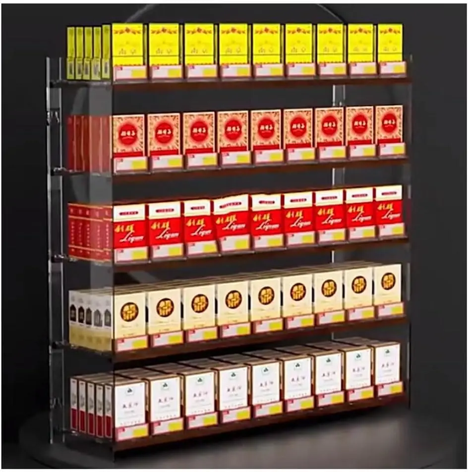 Custom 2-Tier Acrylic Tobacco Display Rack Clear Cigarette Storage Stand  with Wall Mount Acrylic Rack for Storage