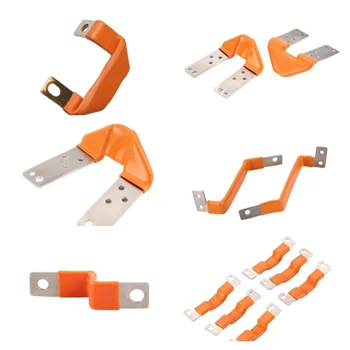 PVC Coating Insulated Flexible Copper Terminals Bending Busbar Clamp for lifepo4 Battery Pack Connection