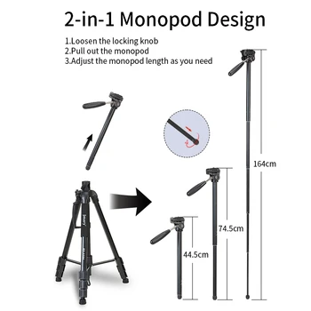 KP2294 Rotatable Center Column Aluminum Alloy Stand Axis Horizontal Monopod  Tripod for DSLR Camera detail image