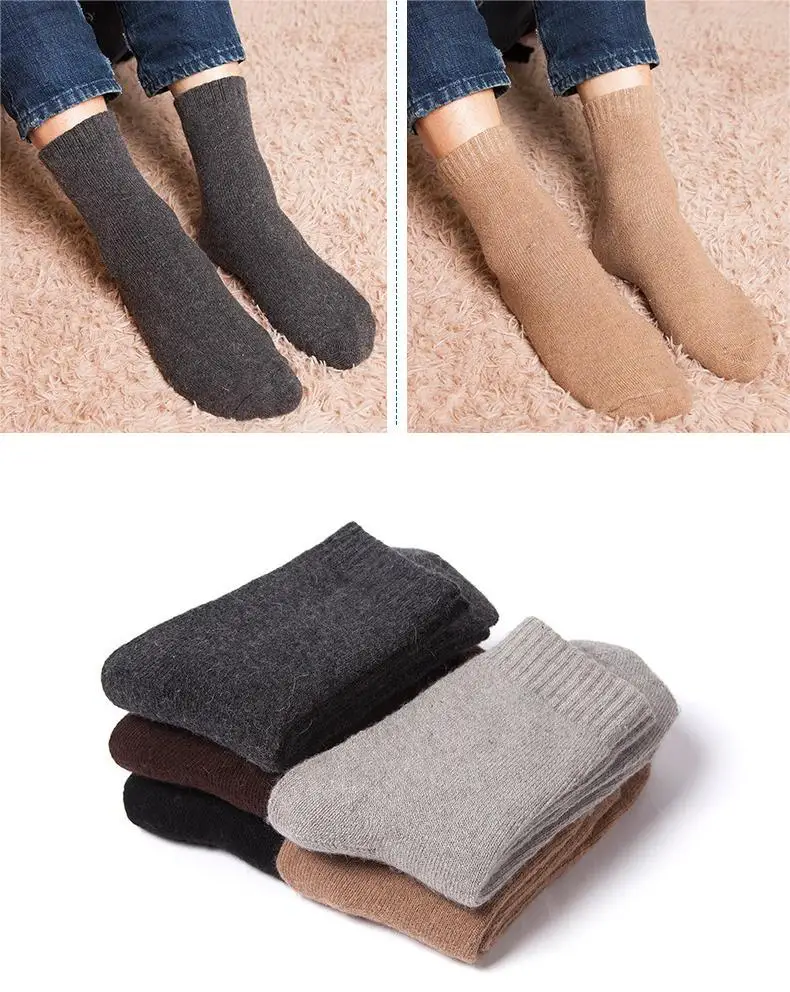 Cmax Wholesale New Autumn Winter Thick Wool Sock Mens Solid Color Crew