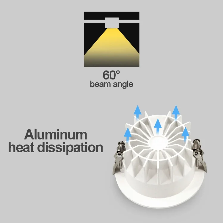 Customized Modern Round Indoor Ceiling LED Downlight Recessed Anti-Glare Dimmable Lamp with Aluminum Body