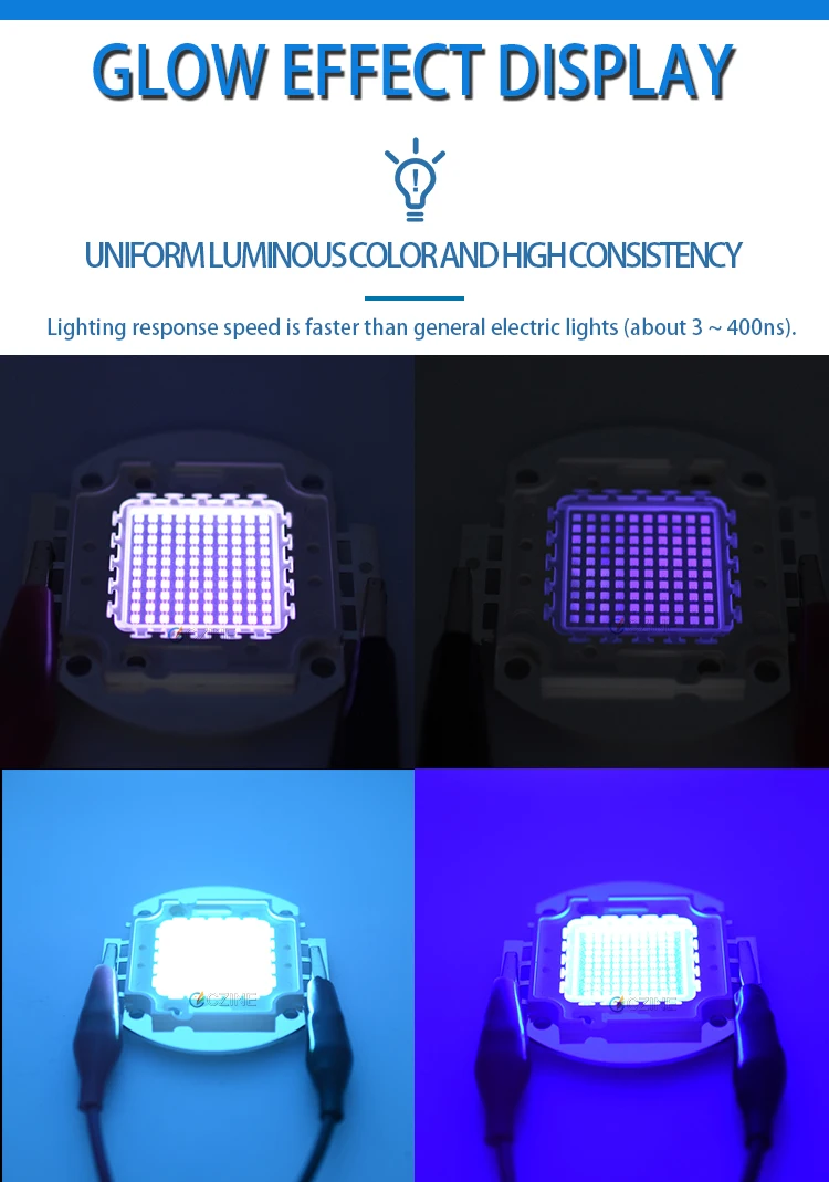 Czinelight Manufacturer Cob Led Chip 10w 20w 30w 50w 100w Watt 12v 30-34v High Power Led Chip Rgb White Red Blue Customi