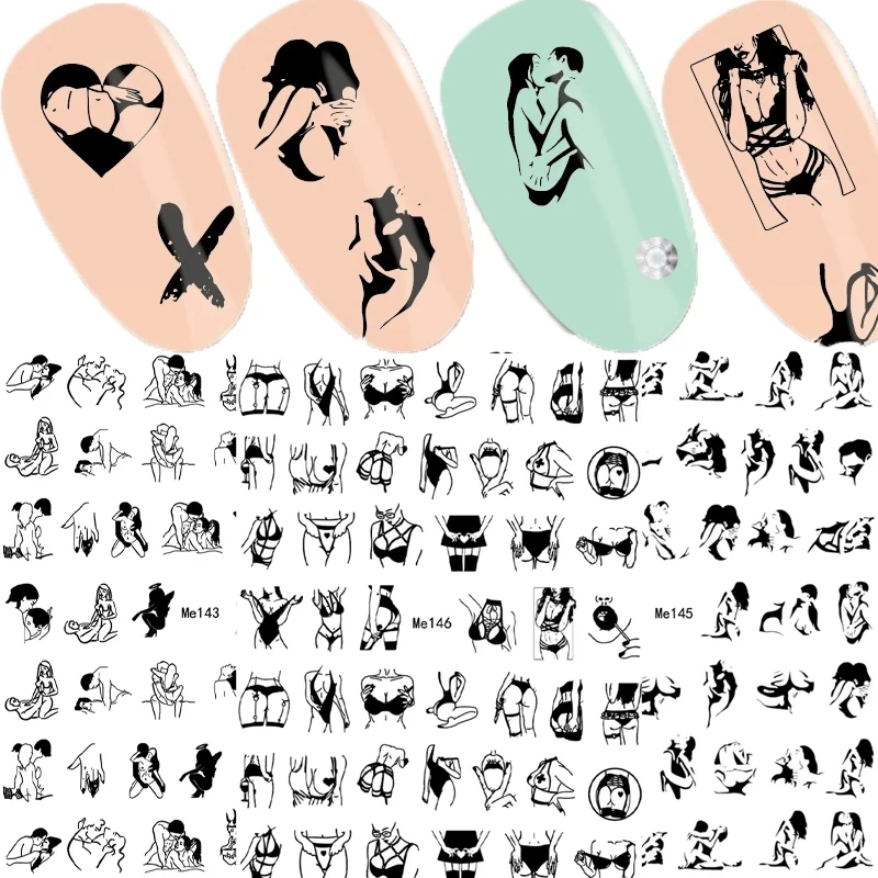 Valentine's Day Limited Adult Nail Stickers Nail Art Decoration 3D Sexy Woman Love Nail Art Stickers Accessories Decal Supply