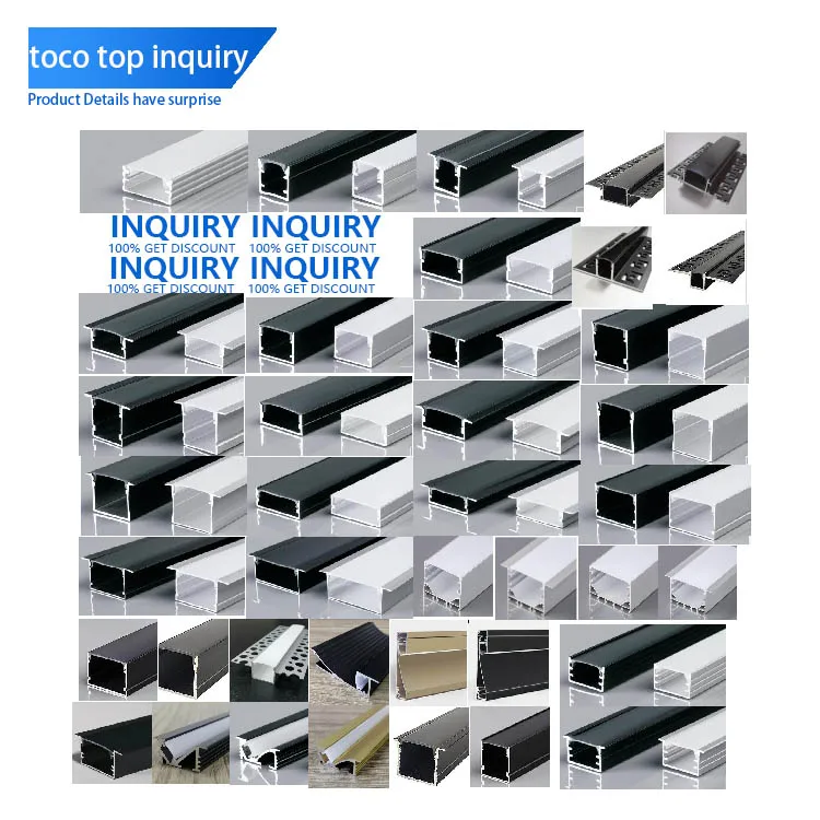 Toco Industrial Drywal внутренние плоские Канальные поверхностные крепления потолочные линейные световые крышки светодиодные алюминиевые изогнутые профили для экструзии