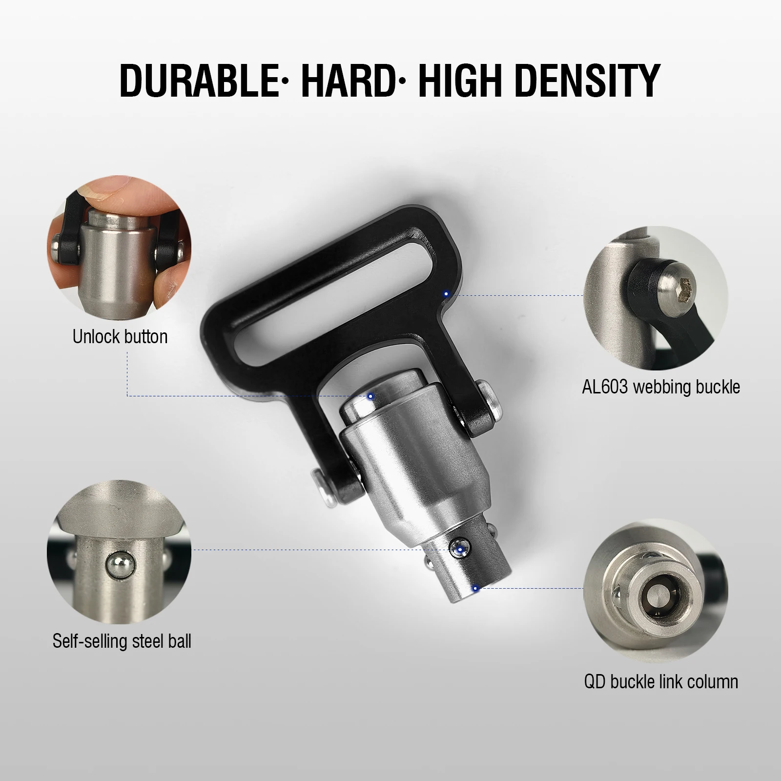 Stainless Steel Quick Release Adjustable Strap Buckle Push Button QD Sling Swivel Mount