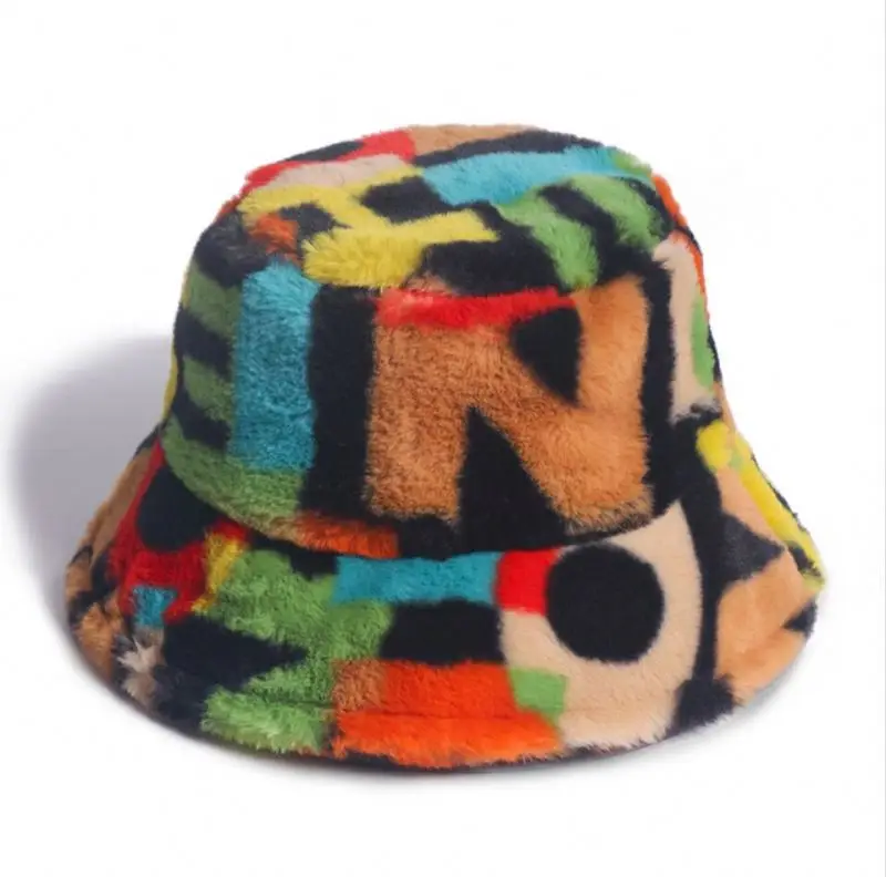 Buy Fur Bucket Hat,Rainbow Fur Bucket 