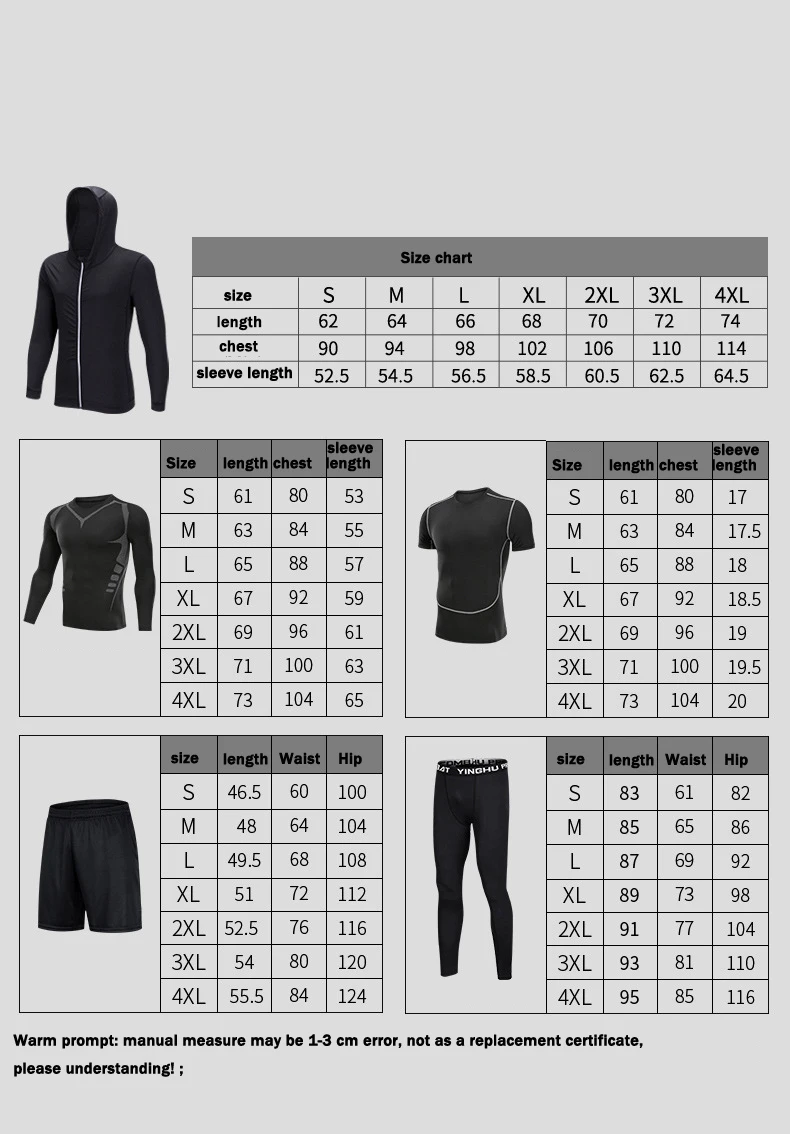 Free Sample Sports Wear 5 Piece Compression Mens Gym Fitness Sets ...