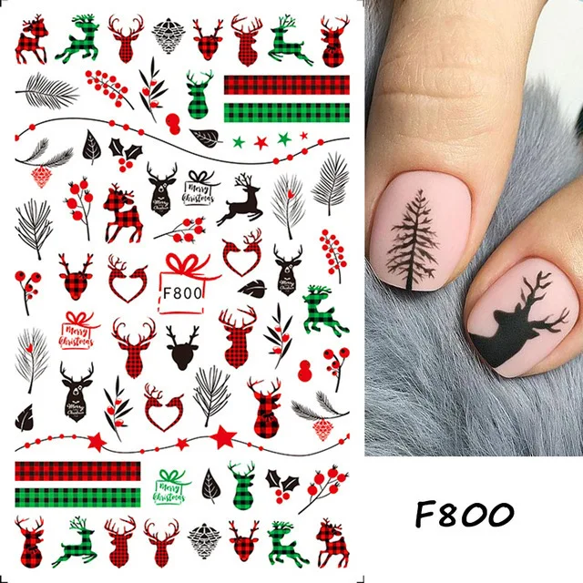 9Pcs Gold Laser Color Christmas Colorful Nail Art Stickers Cartoon Elk  Christmas Tree Snowflake Snowman Animal Decoration DIY Design Nail Art  Decals Decorative Nail Art Accessories