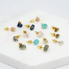Natural stone crystal rose quartz lapis lazuli jade post stud earrings