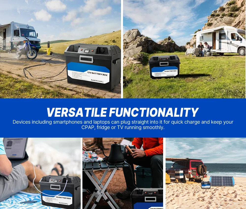 Auto Waterproof Plastic Smart Camping Power Lead Acid Lifepo4 12v