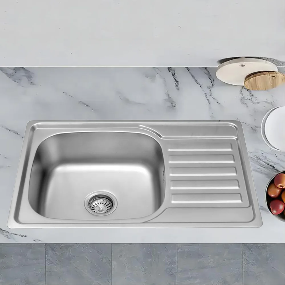 Stainless Steel With Drain Board Press Kitchen Sink Farmhouse Kitchen Sinks Without Faucet Modern Sinks