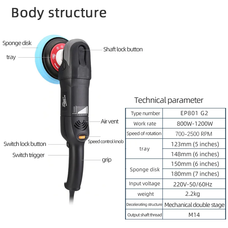 KANGTON 2023 China 150mm 900W Electric Dual Action Car Polisher