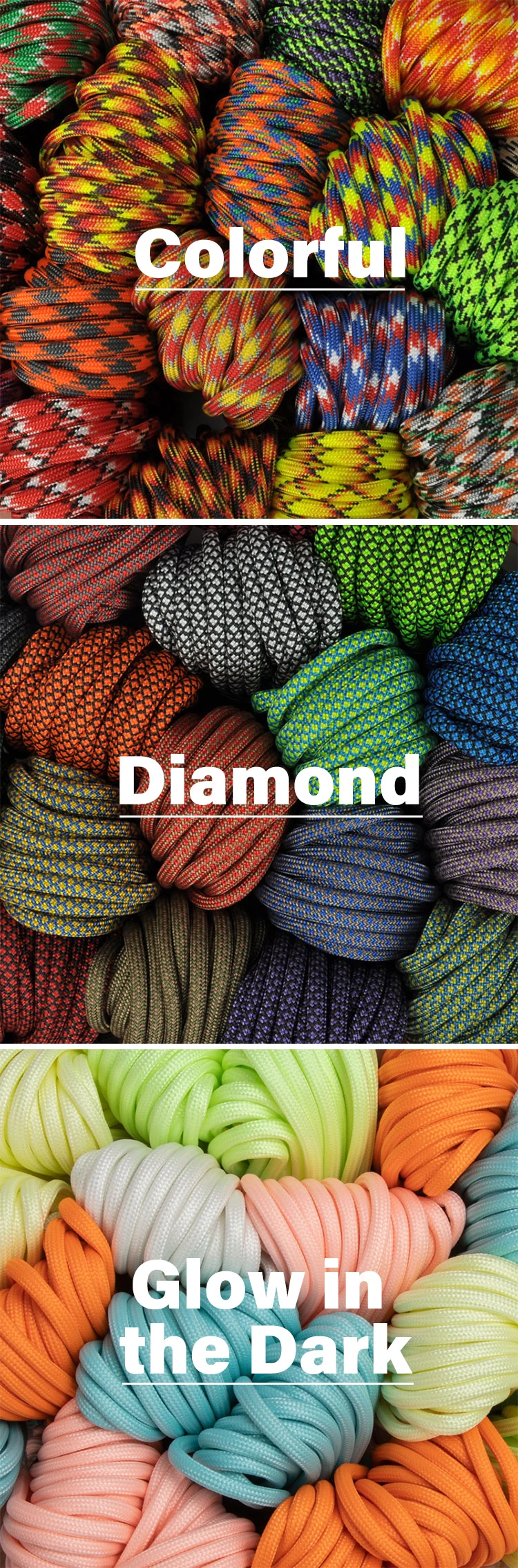 Nylon Polyester Survival Paracord 550 Type I Ii Iii Iv Parachute Cord