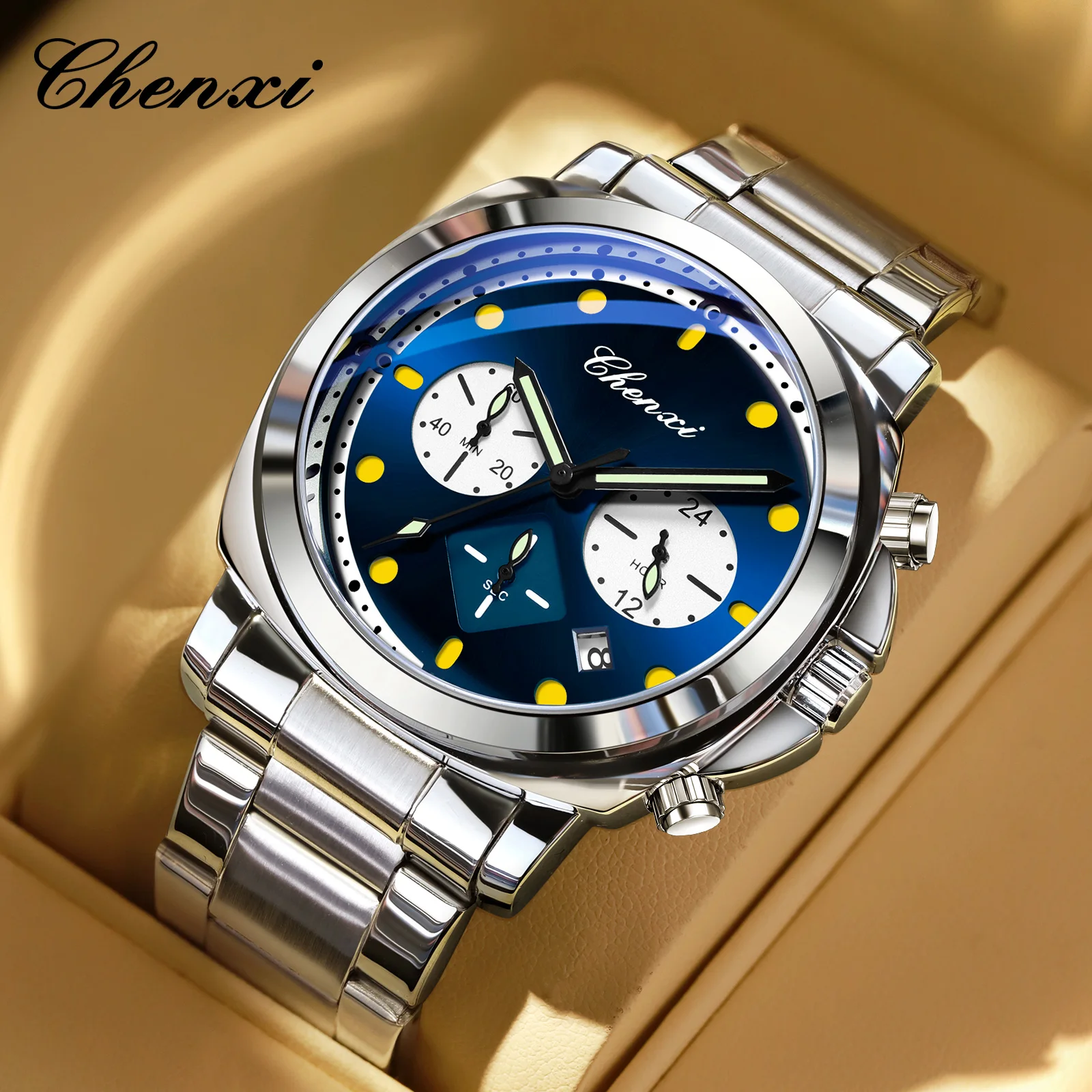 CHENXI Stainless Steel Watch Men 948 Luxury Chronograph