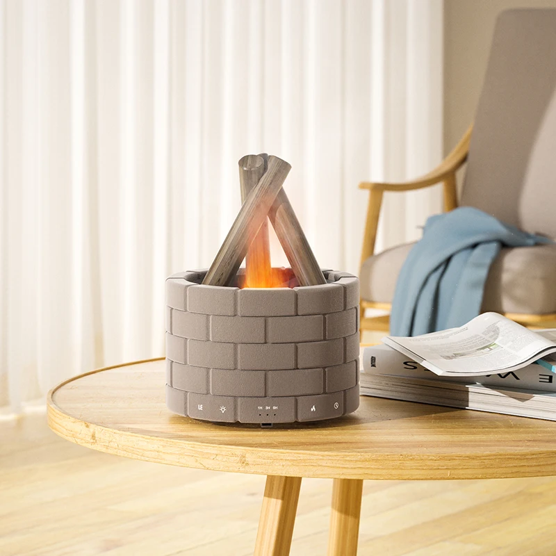 OEM Customized Logo Essential Oil Fire Flame Ultrasonic Humidifier Simulation Flame Light Aroma Diffuser