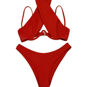 New Design Women Micro Thong Bikini Custom Beachwear Swimwear Brazilian Sexy Teen Two Piece Bikini Halter Swimsuit