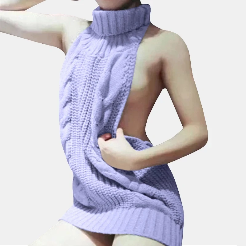 Women's Backless Turtleneck Sleeveless 