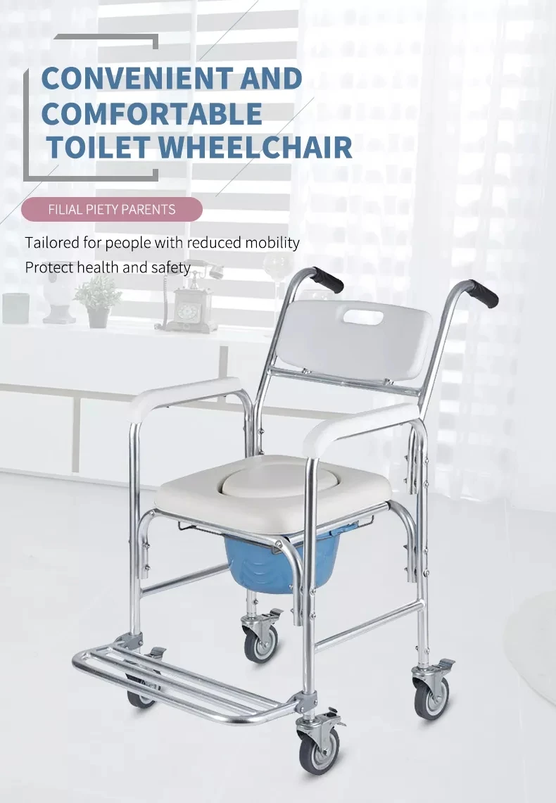 Rolling Shower Chair With Wheels Waterproof Wheelchair Rolling Commode Chair 150kg Weight